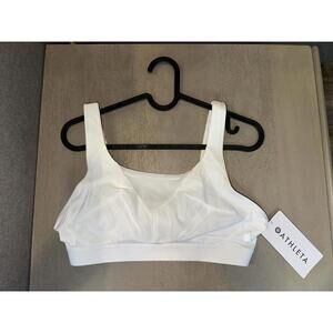 Athleta Women's Invincible White Sports Bra - Comfortable & Stylish